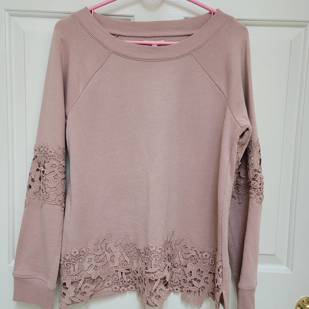 Maurices Mauve Lace Trim Sweatshirt
